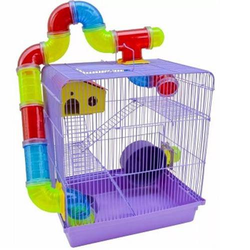 Tamanhos, Medidas e Dimensões do produto Gaiola Hamster Labirinto 3 Andares Super Luxo Roxo