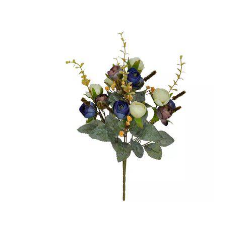 Tamanhos, Medidas e Dimensões do produto Galho de Flor Artificial Camélia Azul e Creme