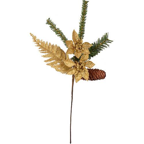 Tamanhos, Medidas e Dimensões do produto Galho Decorativo para Árvore de Natal Folhas Douradas - Orb Christmas