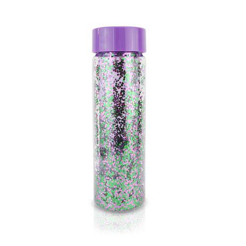 Tamanhos, Medidas e Dimensões do produto Garrafa com Glitter Colorido - 500 Ml - Roxo