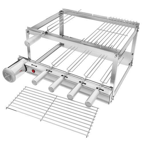 Tamanhos, Medidas e Dimensões do produto Gira Grill Churrasqueira Inox 5 Espetos + 2 Grelhas