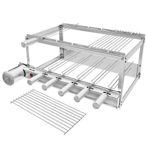 Tamanhos, Medidas e Dimensões do produto Gira Grill Churrasqueira Inox 6 Espetos + 2 Grelhas Modulares