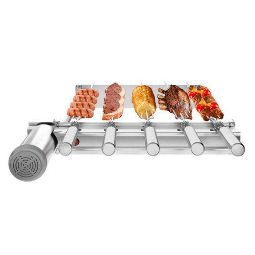 Tamanhos, Medidas e Dimensões do produto Gira Grill Kit Churrasqueira Inox 5 Espetos Giratórios P/ Pré Moldadas e Bancadas