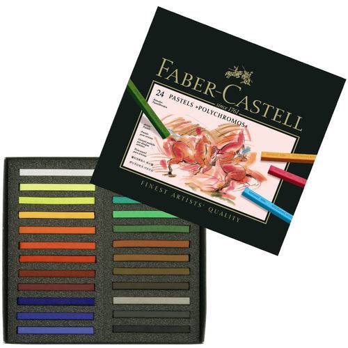 Tamanhos, Medidas e Dimensões do produto Giz Pastel Seco Polychromos Faber-Castell com 24 Cores - Estojo Cartão - Ref 128524