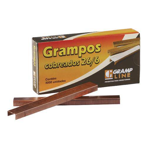 Tamanhos, Medidas e Dimensões do produto Grampo 26/6 Cobreado 5000 Grampos Grampline | 10 Caixas