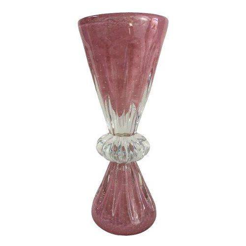 Tamanhos, Medidas e Dimensões do produto Grande Vaso em Cristal Murano Sao Marcos Rosa com Bolhas