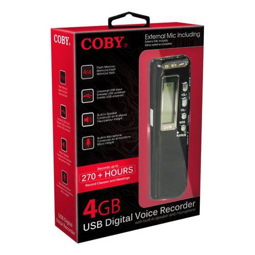 Tamanhos, Medidas e Dimensões do produto Gravador Digital de Voz Coby CVR20 4GB MP3 Player, Microfone Embutido, Entrada para Fone de Ouvido,