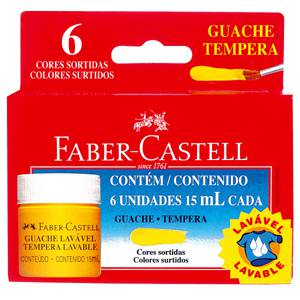 Tamanhos, Medidas e Dimensões do produto Guache Lavável 15mL - 6 Cores - Faber-Castell