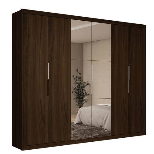 Tamanhos, Medidas e Dimensões do produto Guarda Roupa Casal 6 Portas com Espelho Proença Gelius - Nogueira