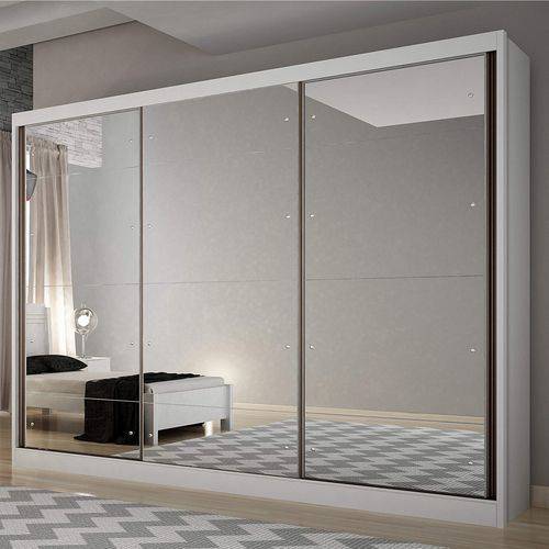 Tamanhos, Medidas e Dimensões do produto Guarda Roupa Casal com Espelho 3 Portas 8 Gavetas Passion Novo Horizonte Branco