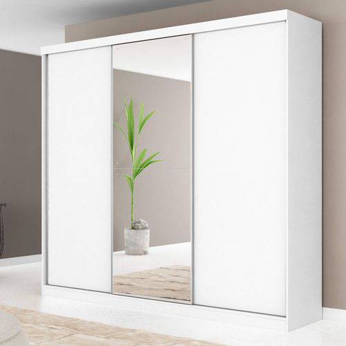 Tamanhos, Medidas e Dimensões do produto Guarda Roupa Casal com Espelho 3 Portas de Correr Dubai Robel Branco