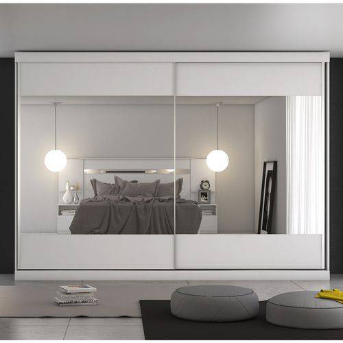 Tamanhos, Medidas e Dimensões do produto Guarda Roupa Casal com Espelho 2 Portas de Correr Modena Móveis Europa Branco Acetinado