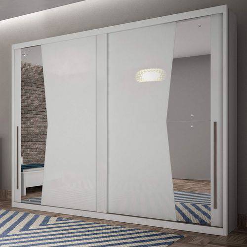 Tamanhos, Medidas e Dimensões do produto Guarda Roupa Casal 2 Portas com Espelho Geom Móveis Novo Horizonte Branco