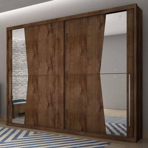 Tamanhos, Medidas e Dimensões do produto Guarda Roupa Casal 2 Portas com Espelho Geom Móveis Novo Horizonte Canela