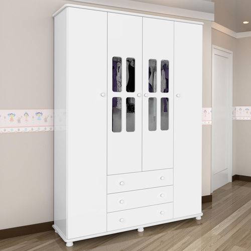 Tamanhos, Medidas e Dimensões do produto Guarda Roupa Infantil 4 Portas 3 Gavetas Jolie J&A Móveis Branco
