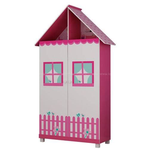 Tamanhos, Medidas e Dimensões do produto Guarda Roupa Infantil 2 Portas Casinha Gelius - Pink Plock
