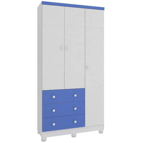 Tamanhos, Medidas e Dimensões do produto Guarda-Roupa Infantil 3 Portas Junior Móveis Peroba Branco/Azul