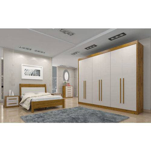 Tamanhos, Medidas e Dimensões do produto Guarda Roupa MDF 6 Portas 6 Gavetas Lisboa New Leifer Móveis Canela/off White - Móveis Bom de Preço