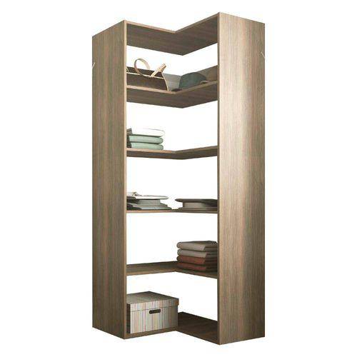 Tamanhos, Medidas e Dimensões do produto Guarda-roupa Modulado de Canto Closet Sem Portas KT7135 100% Mdf Avelã - Getama