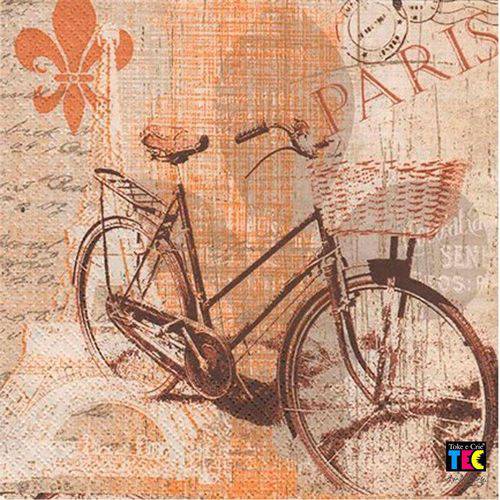 Tamanhos, Medidas e Dimensões do produto Guardanapo para Decoupage Toke e Crie – 15466 – Bicicleta Vintage (Com 02 Unidades)