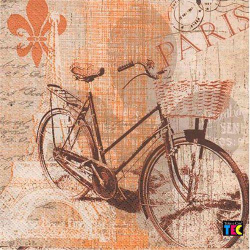 Tamanhos, Medidas e Dimensões do produto Guardanapo para Decoupage Toke e Crie – 15466 – Bicicleta Vintage (Com 20 Unidades)