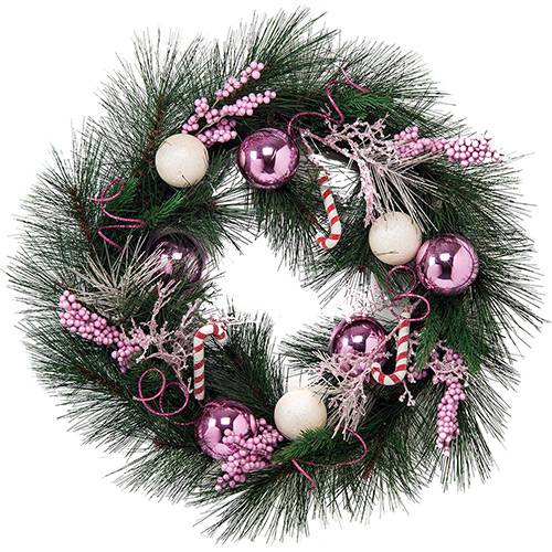 Tamanhos, Medidas e Dimensões do produto Guirlanda Bolas Brancas e Rosas 60cm Christmas Traditions Verde