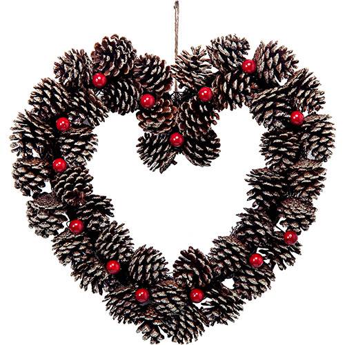 Tamanhos, Medidas e Dimensões do produto Guirlanda Coração com Pinhas, 33cm - Christmas Traditions
