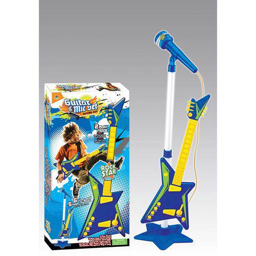 Tamanhos, Medidas e Dimensões do produto Guitarra Eletronica Microfone Karaoke Pedestal Azul