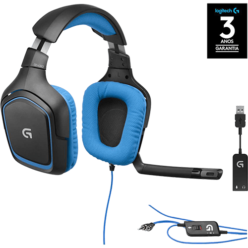 Tamanhos, Medidas e Dimensões do produto Headset Gamer G430 Surround Sound 7.1 Gamer com Som DTS para PC e PS4 - Logitech G