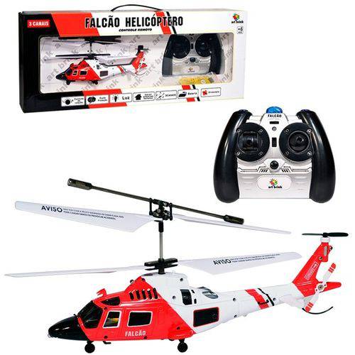 Tamanhos, Medidas e Dimensões do produto Helicóptero Controle Remoto Falcão 3 Canais com Giroscopio