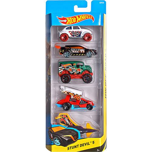 Tamanhos, Medidas e Dimensões do produto Hot Wheels Pacote 5 Carros Stunt Devil - Mattel