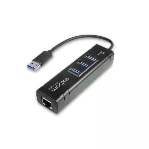 Tamanhos, Medidas e Dimensões do produto Hub USB 3.0 com 3 Portas + Adaptador de Rede Ethernet Gigabit Rj-45 - Exbom -UHL-300