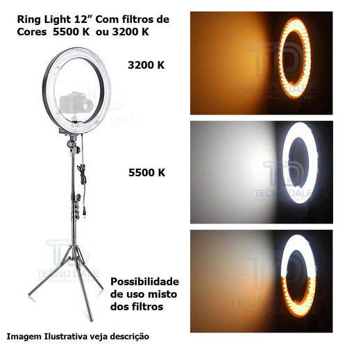 Tamanhos, Medidas e Dimensões do produto Iluminador Rl 12'' Led Ring Light Circular com Tripé 2m