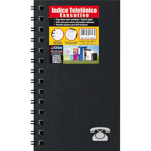 Tamanhos, Medidas e Dimensões do produto Índice Telefônico Preto Executivo com Índice Alfabético - Chies