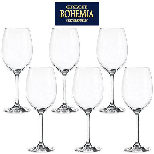 Tamanhos, Medidas e Dimensões do produto Jogo 6 Taças Vinho Cristal Anna Transparente 450ml Bohemia