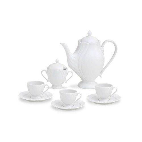 Tamanhos, Medidas e Dimensões do produto Jogo de Café e Bule de Porcelana Branca 14 Pçs - Oxford