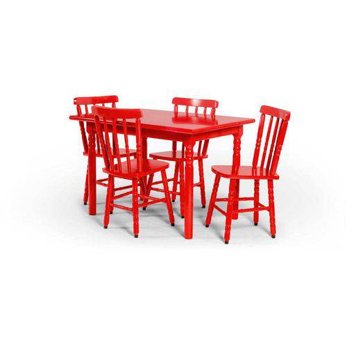 Tamanhos, Medidas e Dimensões do produto Jogo de Mesa com 4 Cadeiras Monaco Vermelho Disa Móveis