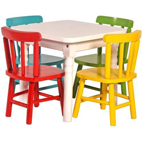 Tamanhos, Medidas e Dimensões do produto Jogo de Mesa Infantil com 4 Cadeiras Coloridas Disa Móveis