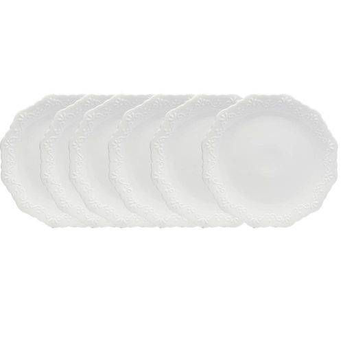 Tamanhos, Medidas e Dimensões do produto Jogo de Pratos Rasos Porcelana Branca Ø26,5cm 6 Peças
