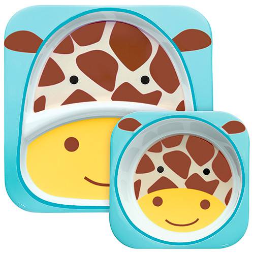 Tamanhos, Medidas e Dimensões do produto Jogo de Pratos Zoo Girafa 2 Peças Skip Hop
