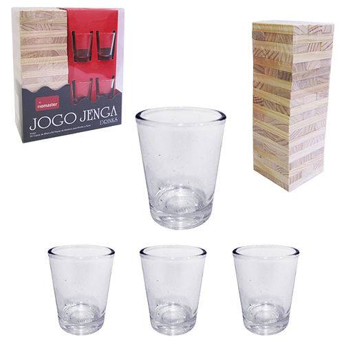 Tamanhos, Medidas e Dimensões do produto Jogo de Shot Jenga Drinks com 4 Copos 20.5x16.7x7.5cm