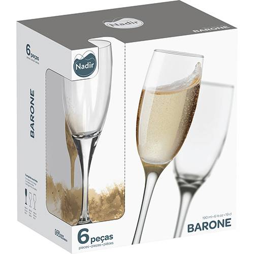 Tamanhos, Medidas e Dimensões do produto Jogo de Taças para Champagne 6 Peças - Nadir Figueiredo