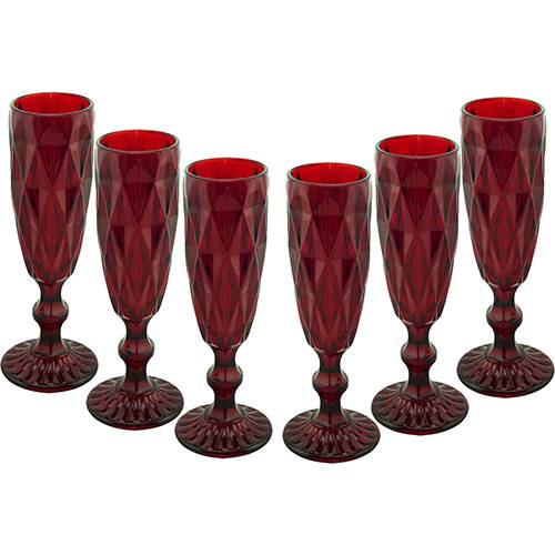Tamanhos, Medidas e Dimensões do produto Jogo de Taças para Champagne Vermelho Vitral Verre 6 Peças - Mimo Style