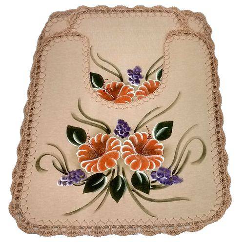 Tamanhos, Medidas e Dimensões do produto Jogo de Tapetes para Banheiro com Crochê de Linha Floral Antiderrapante