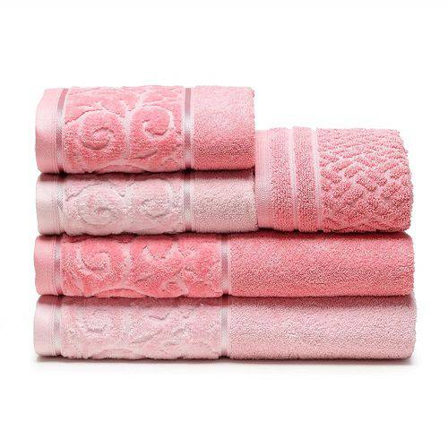 Tamanhos, Medidas e Dimensões do produto Jogo de Toalhas de Banho Santista 5 Peças Unique Anette Rosa