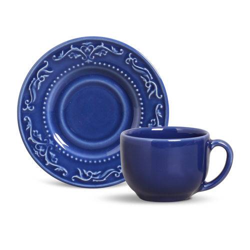 Tamanhos, Medidas e Dimensões do produto Jogo de Xícaras de Chá Acanthus Porto Brasil Cerâmica Azul Marinho 197ml 6 Peças
