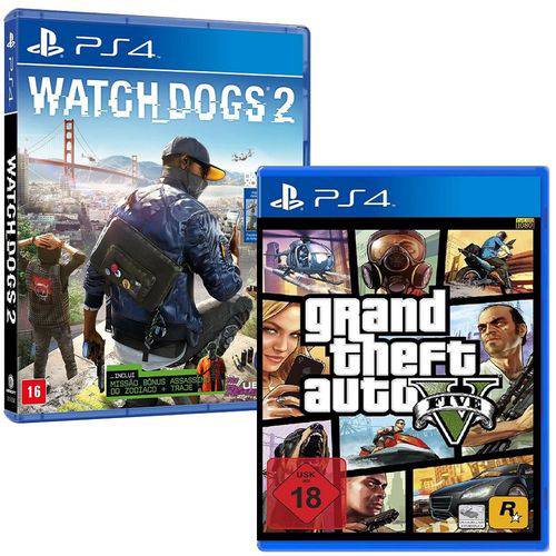 Tamanhos, Medidas e Dimensões do produto Jogo GTA V PS4 + Jogo Watch Dogs 2 PS4