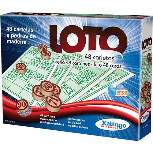 Tamanhos, Medidas e Dimensões do produto Jogo Loto C/ 48 Cartelas - Xalingo