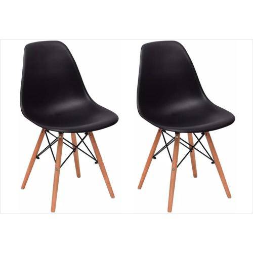 Tamanhos, Medidas e Dimensões do produto Kit 02 Cadeiras Eiffel Charles Eames Preta com Base de Madeira Dsw