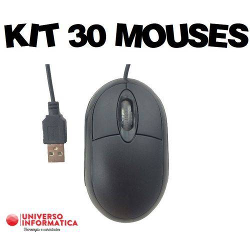 Tamanhos, Medidas e Dimensões do produto Kit 30 Mouses Óptico Standart USB P/ Notebook e Pc Windows Preto